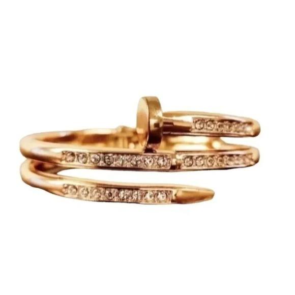 Vintage Jewelry - Vintage Gold Plated Cubic Zirconia Womens Cuff Bracelet